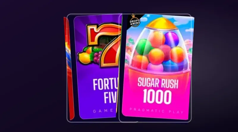 Automaty w lobby X3Bet – okładki Fortune Five i Sugar Rush 1000